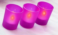 Pink Frosted Glass Tea Light Holder - Small - BULK Buy